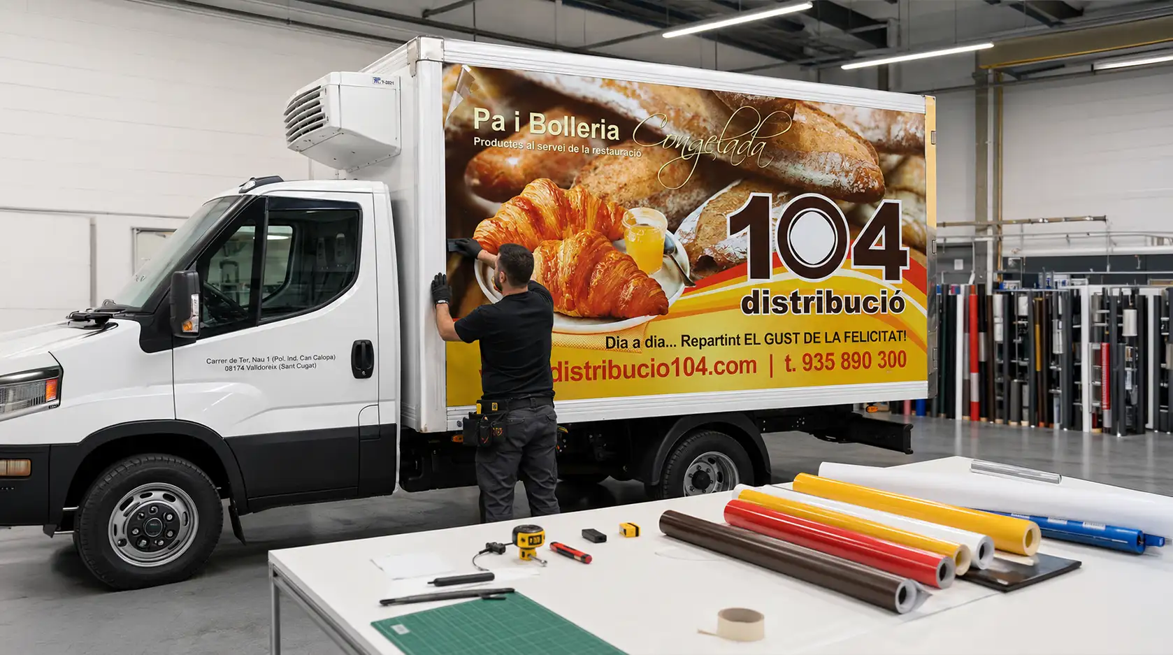 Rotulación de flota de camiones para distribuidora en Barcelona