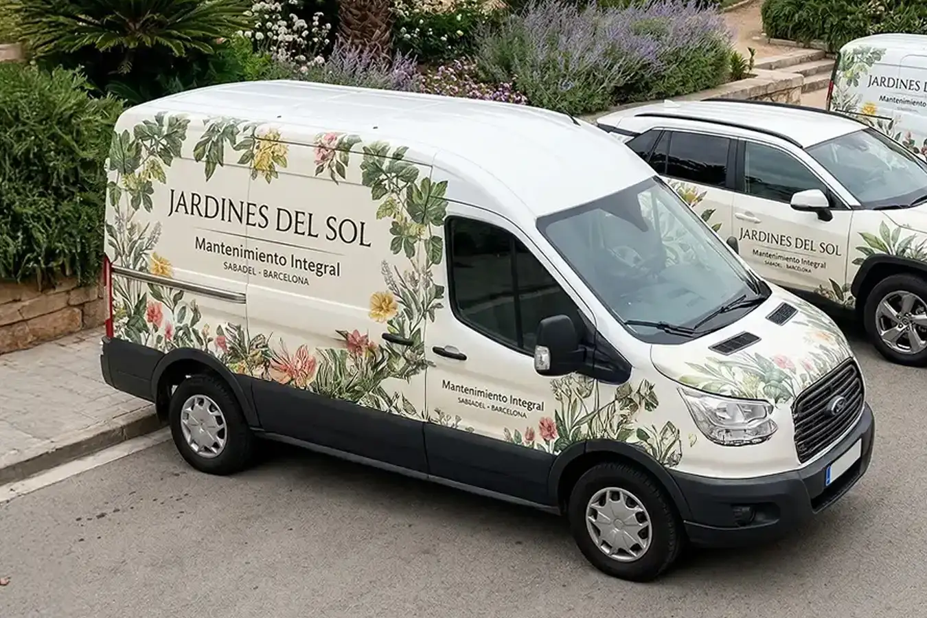 Rotulación de flota de furgonetas para empresa de Jardinería en Sabadell Barcelona