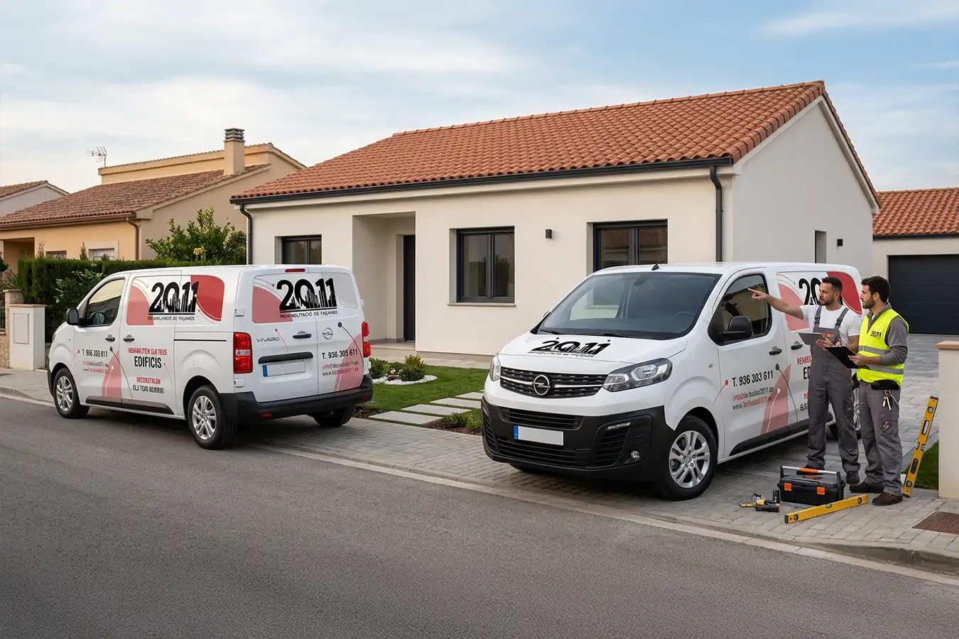 Rotulación de furgonetas de empresa para constructora en Sant Feliu (Barcelona)