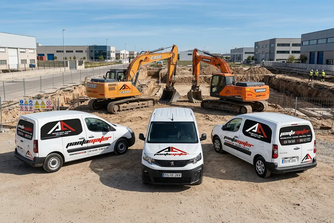 Rotulación de furgonetas y grúas para empresa de excavaciones en Cervelló Barcelona