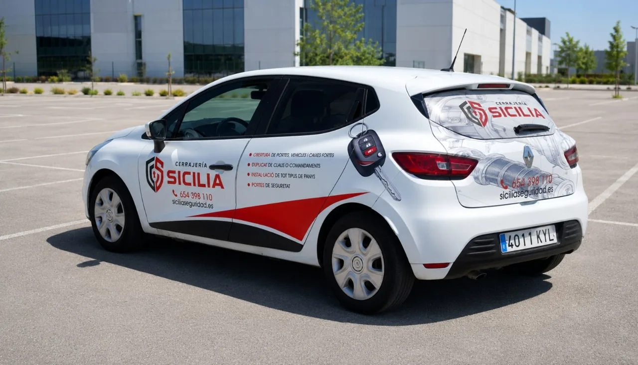 Coche de empresa rotulado para Cerrajería SICILIA